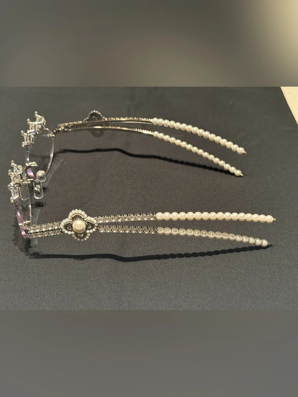 GENTLE MONSTER silver Rimless Crystal-Embellished Glasses with Pink Accents